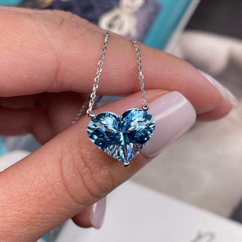 Aquamarine heart necklace on sale
