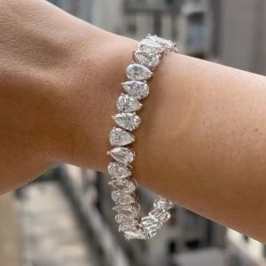 Classic Pear Cut White Sapphire Tennis Bracelet