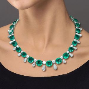 Cushion Cut Emerald Necklace