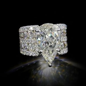 Multi Row Shank Pear Cut White Sapphire Engagement Ring For Women
