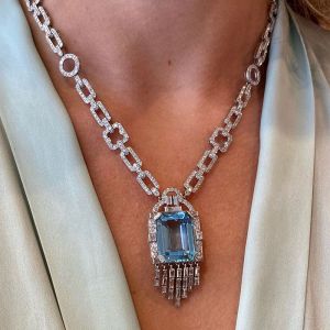 Vintage Aquamarine Pendant Necklace
