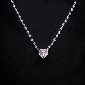 Pure Created White Sapphire Heart Cut Pendant Necklace