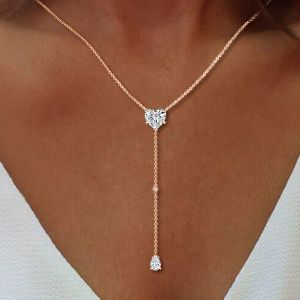 Rose Gold Solitaire Heart & Pear Cut Necklace