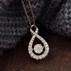 Created White Sapphire Round Cut Pendant Necklace For Women