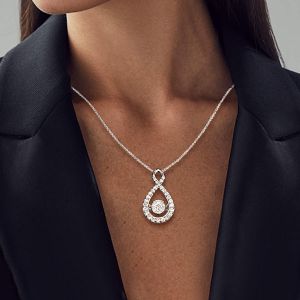 Created White Sapphire Round Cut Pendant Necklace For Women