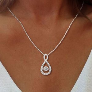 Created White Sapphire Round Cut Pendant Necklace For Women
