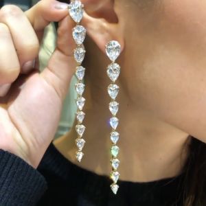 Created White Sapphire Graded Pear Cut Drop Earrings