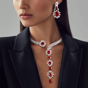 Ruby Pendant And Earrings Set