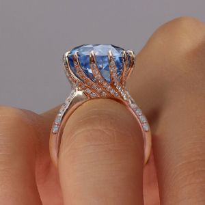 Rose Gold Rotate Shaped Round Cut Engagement Ring