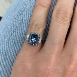 Cushion & Baguettes Cut Engagement Ring