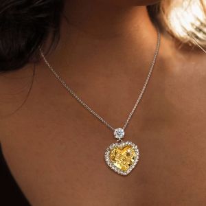 Halo Heart Cut Yellow Sapphire Pendant Necklace