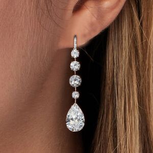 Elegant Pear & Round Cut Drop Earrings