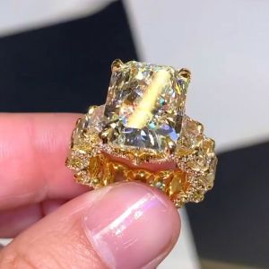 Golden Radiant Cut Yellow Sapphire Engagement Ring For Men