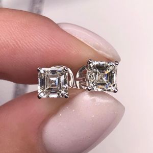 Solitaire Asscher Cut Stud Earrings