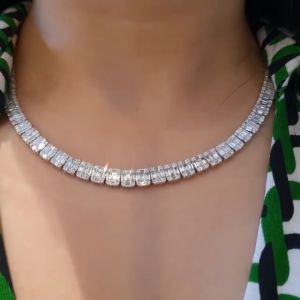 Baguette Cut White Sapphire Necklace