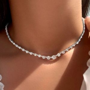 Vintage Round Cut Tennis Necklace For Women 