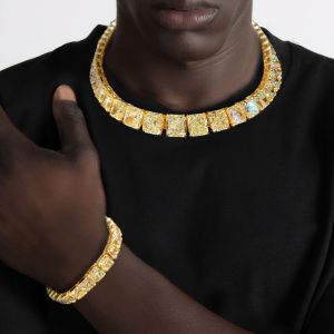 Golden Radiant Cut Yellow Sapphire Necklace & Bracelet Sets