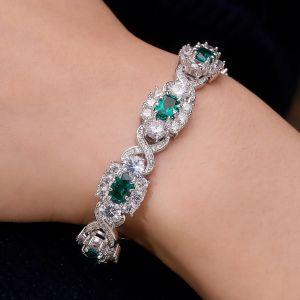 Fine Vintage Emerald & Round Cut Bracelet