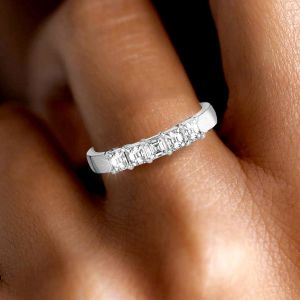 Classic 5 Stone Princess Cut Half Eternity Band For Women