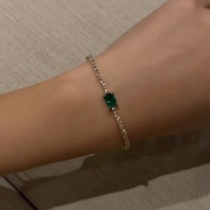 Golden Emerald & Round Cut Bracelet