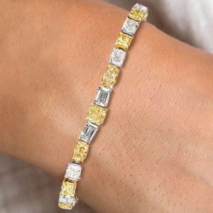 Two Tone Mixed Cut Yellow Sapphire Bracelet For Women