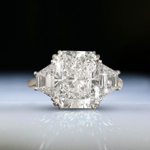 Classic Three Stone White Sapphire Radiant Cut Engagement Ring