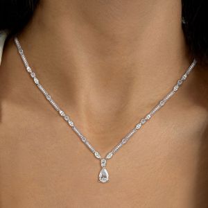 Pear & Marquise Cut White Sapphire Pendant Necklace