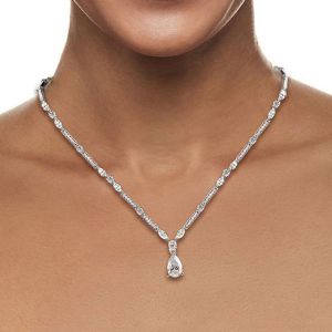 Pear & Marquise Cut White Sapphire Pendant Necklace