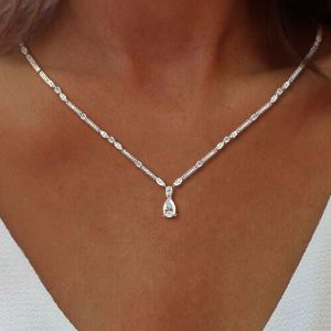 Pear & Marquise Cut White Sapphire Pendant Necklace