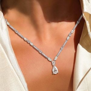 Pear & Marquise Cut White Sapphire Pendant Necklace