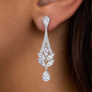 Chandelier Design Pear & Marquise Cut Drop Earrings For Women