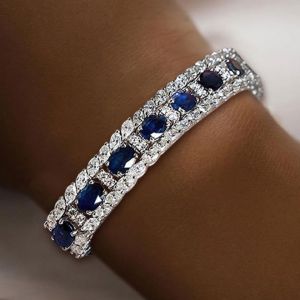 Oval & Marquise Royal Blue Sapphire Bracelet For Women 