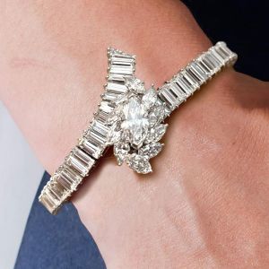 Marquise & Baguette Cut White Sapphire Bracelet For Women 