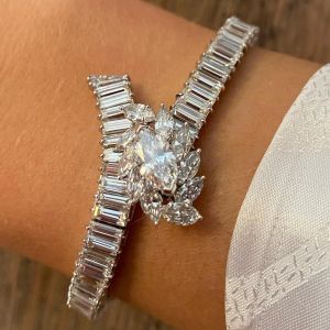 Marquise & Baguette Cut White Sapphire Bracelet