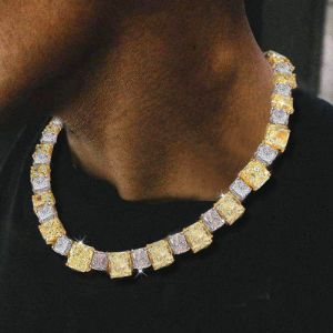 Two Tone Cushion Cut Yellow & White Sapphire Necklace
