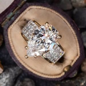 Golden Pave Shank Pear Cut Engagement Ring