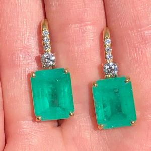 Two Tone One Of Kind Emerald Drop Earrings