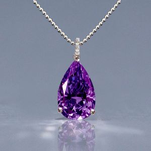 Pear Cut Amethyst Sapphire Pendant Necklace