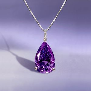 Pear Cut Amethyst Sapphire Pendant Necklace