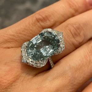 Rare One Of Kind Oval Cut Teal Green Engagement Ring