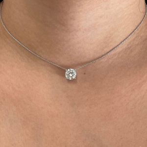 Classy Round Cut White Sapphire Pendant Necklace For Women