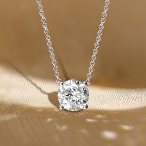 Classy Round Cut White Sapphire Pendant Necklace For Women