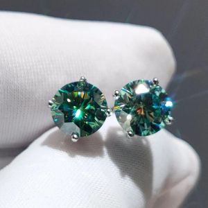 Fancy Classic Round Cut Green Sapphire Stud Earrings