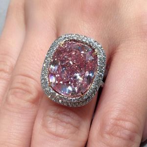 Two Tone Fancy Vivid Pink Sapphire Radiant Cut Engagement Ring