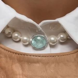 Elegant Oval Cut Pearl & Blue Sapphire Pendant Necklace