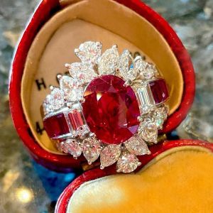 Vintage Oval Cut Ruby Sapphire Engagement Ring