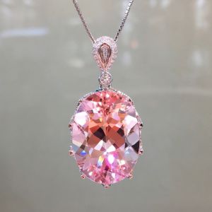 Brilliant Oval Cut Pink Sapphire Pendant Necklace