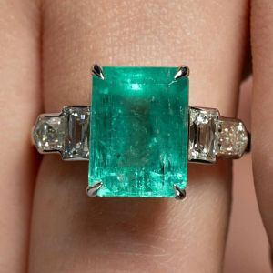 Classic Emerald Cut Emerald Sapphire Engagement Ring