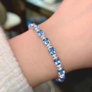 Stunning Oval Cut Aquamarine Sapphire Bracelet 