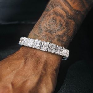 Classic Radiant Cut White Sapphire Bracelet For Men